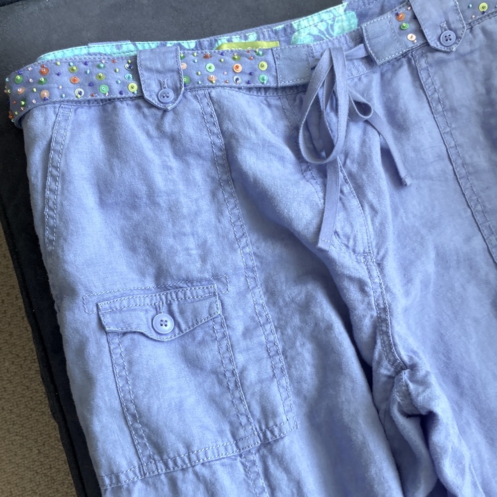 Sigrid Olsen Periwinkle Linen Crop Pants